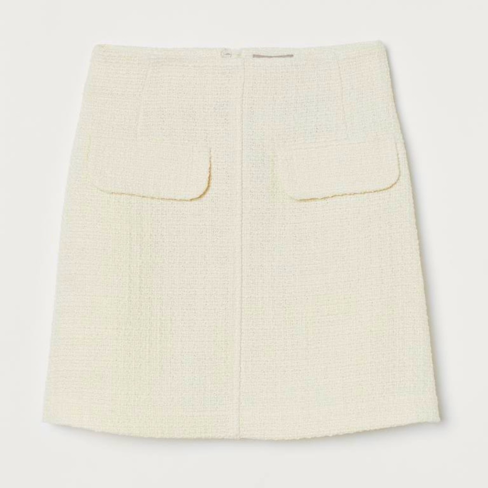 Cream bouclé mini skirt